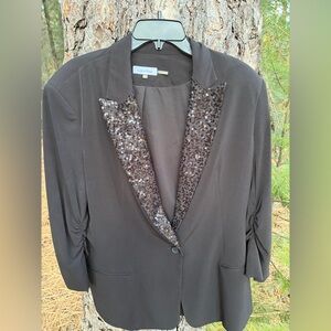 Calvin Klein Women's Black Blazer with Sequin Lapel